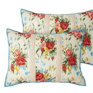 The Pioneer Woman Sweet Rose 2-Piece Cotton and Polyester Quilted Sham Set, KING